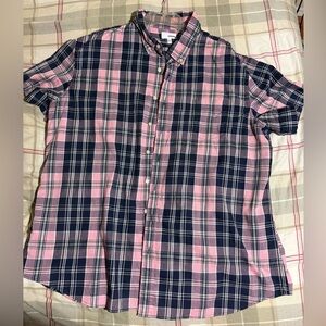 Sonoma Men's Casual Pink and Blue Plaid Shirt